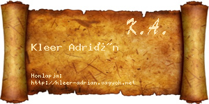 Kleer Adrián névjegykártya